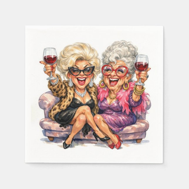 Guardanapo De Papel Velhas Glamourosas Com Vinho Tinto (Frente)