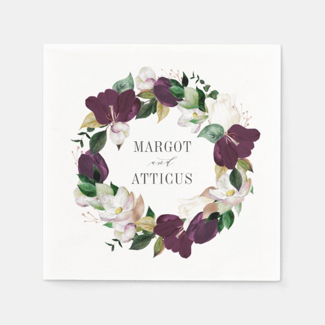 Guardanapo De Papel Velvet Magnolias | Casamento Personalizado Nápoles (Frente)