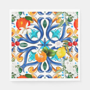 Guardanapo De Papel Verão, azulejos sicilianos, majolica, azulejo cerâ