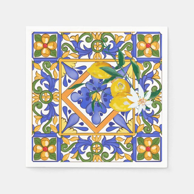 Guardanapo De Papel Verão,citrinos,Sicília,estilo mediterrânico,limão, (Frente)