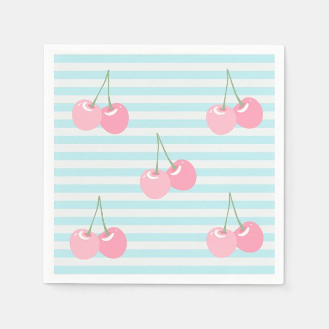 Guardanapo De Papel Verão de Cerejas Rosa (Frente)