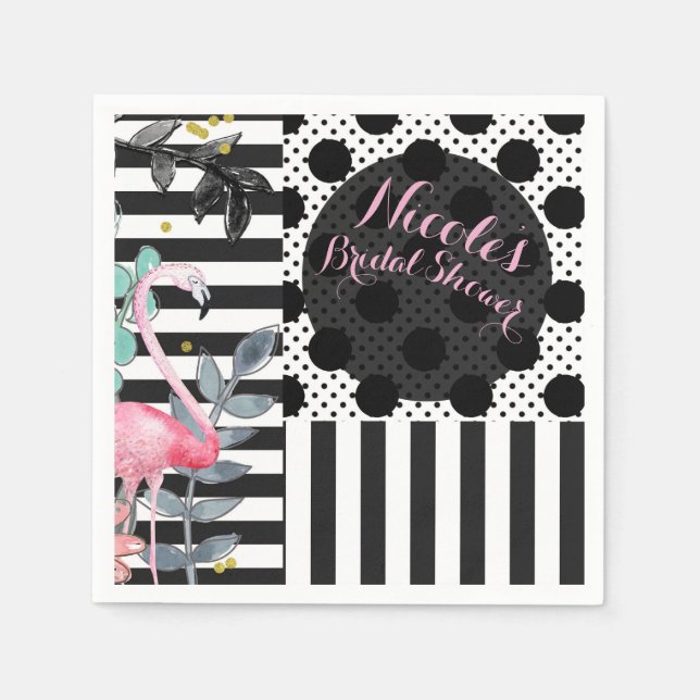 Guardanapo De Papel Verão Flamingo Rosa Pontos Fun Funky Festa (Frente)