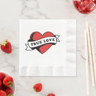 Guardanapo De Papel Verdadeiro Coração de Tatuagem de Amor Clássico