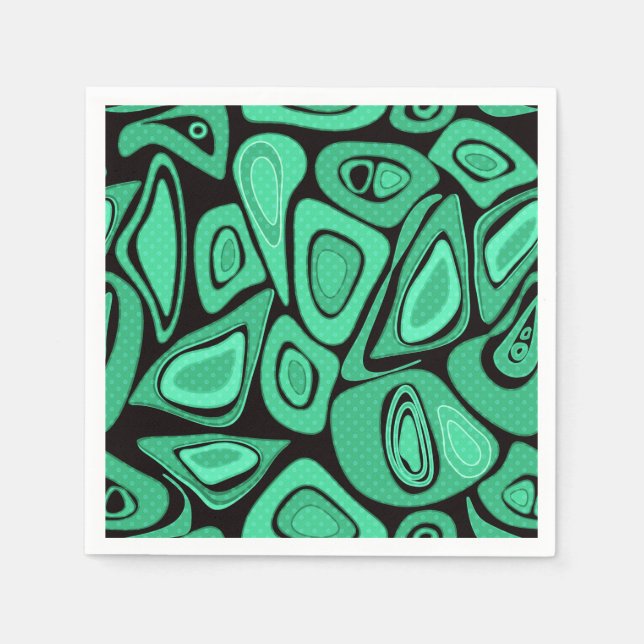 Guardanapo De Papel Verde, abstrato, retrô (Frente)