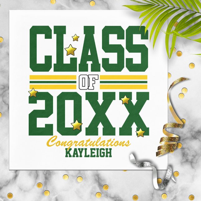 Guardanapo De Papel Verde|Ano de Graduação Amarelo (Criador carregado)