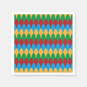 Guardanapo De Papel Verde Azul Amarelo e Escalas Geométricas Vermelhas