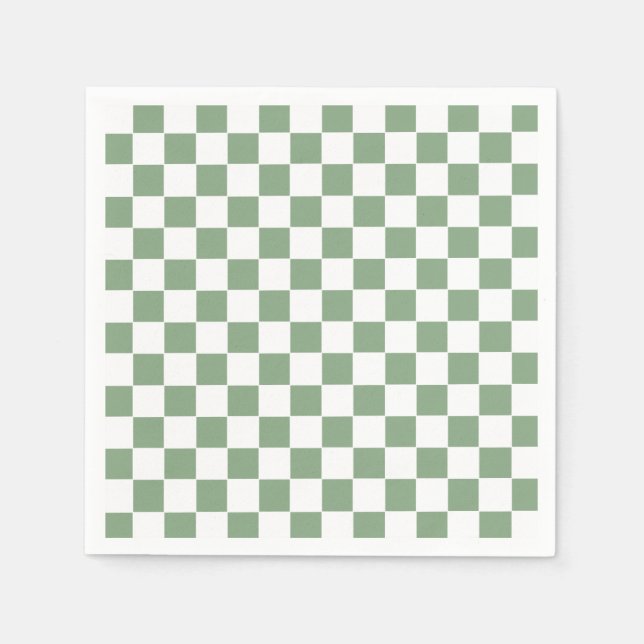 Guardanapo De Papel Verde e branco do compartimento verificado (Frente)