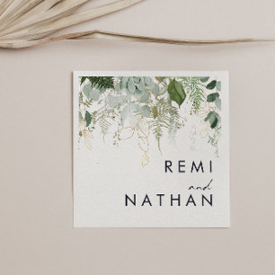 Guardanapo De Papel Verde e Dourado Casamento de Folha Napkins
