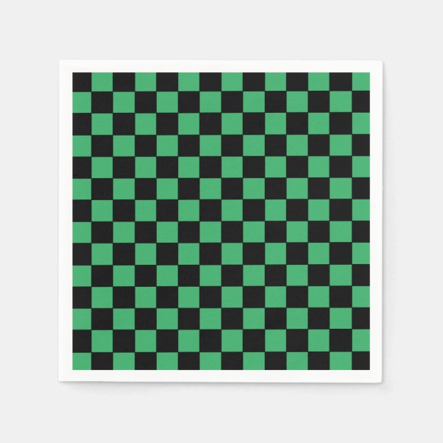 Guardanapo De Papel Verde e preto verificados (Frente)