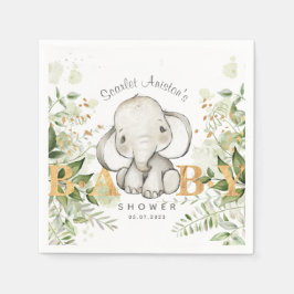 Guardanapo De Papel Verde-Elefante chá de fraldas
