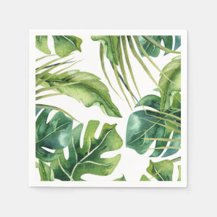 Guardanapo De Papel Verde Elegante Folhas de Palmeira Tropical de Verã