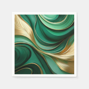 Guardanapo De Papel Verde Elegante moderno e Dourado-