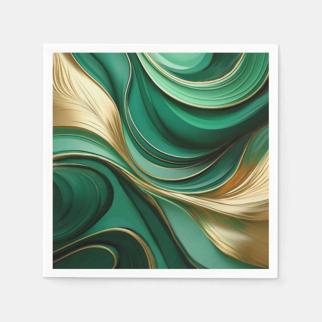Guardanapo De Papel Verde Elegante moderno e Dourado- (Frente)