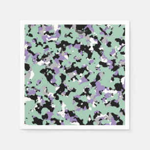Guardanapo De Papel Verde Hortelã e Camuflagem Roxa Estampa Camo Festa
