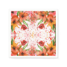 Verde & Laranja Moderno Floral Abstrato