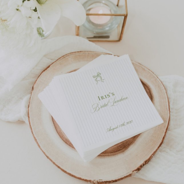 Guardanapo de Papel Verde Oliva Clássico para Chá  (Classic Sage Green Bridal Shower Paper Napkin)
