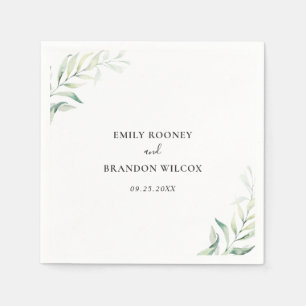 Guardanapo De Papel Verde Salvia Eucalipto Folhagens Casamento Elegant