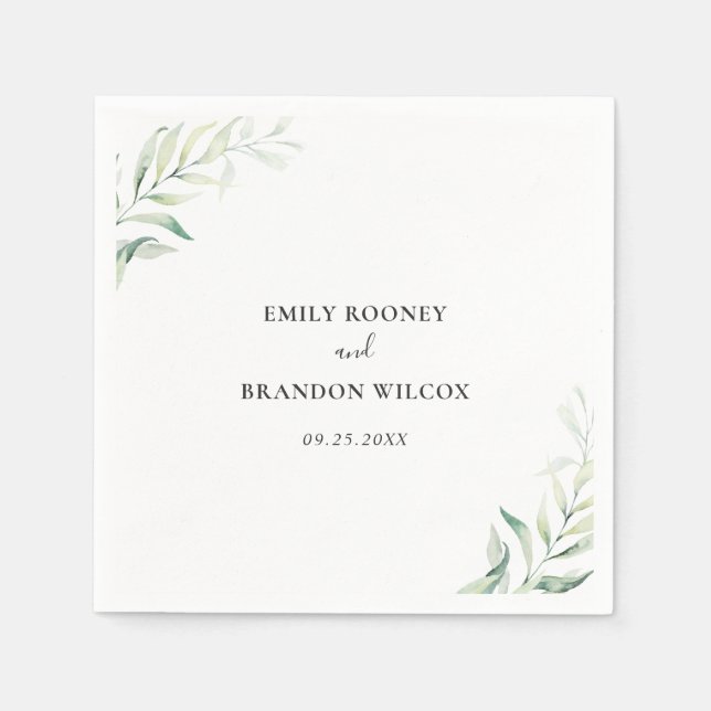 Guardanapo De Papel Verde Salvia Eucalipto Folhagens Casamento Elegant (Frente)