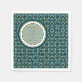 Guardanapo De Papel Verde Teal Moderno E Dourado Padrão