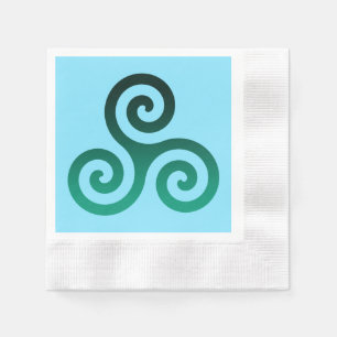 Guardanapo De Papel Verde Triskele Símbolo Celta Antigo Céu Azul