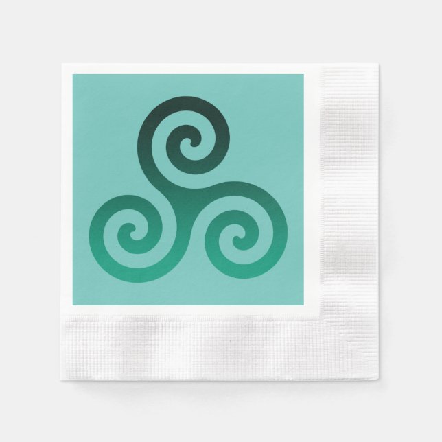 Guardanapo De Papel Verde Triskele Símbolo Celta Antigo Mint (Frente)