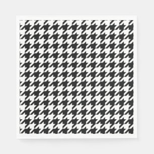 Guardanapo De Papel Verificação de houndstooth Clássico Branco Preto