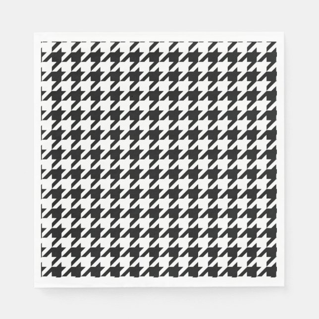Guardanapo De Papel Verificação de houndstooth Clássico Branco Preto (Frente)