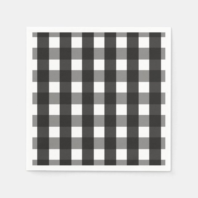 GUARDANAPO DE PAPEL VERIFICAÇÃO DO GINGHAM BRANCO E NEGRO DE EXPLORAÇÃ (Frente)