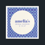 Guardanapo De Papel Verificador de Xadrez Abstrato Azul Festa de Casam<br><div class="desc">Guardanapos de Festa de Casamento Personalizados com Xadrez Abstrato Azul Cobalto Real</div>