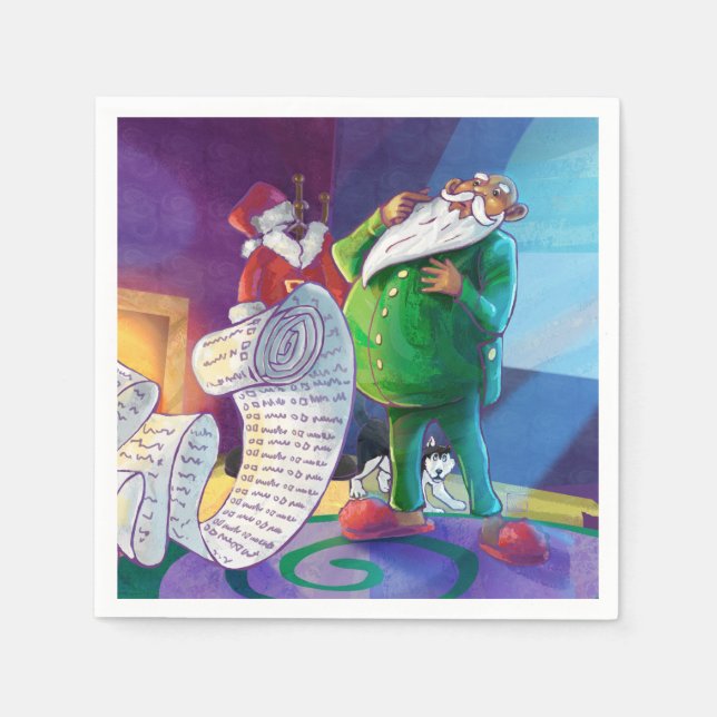 Guardanapo De Papel Verifique duas vezes Papais noeis (Frente)