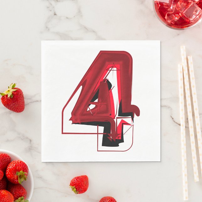 Guardanapo De Papel Vermelho Abstrato e preto - Número 4 (Criador carregado)