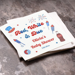 Guardanapo De Papel Vermelho, Branco e Devido Chá de Bebê
