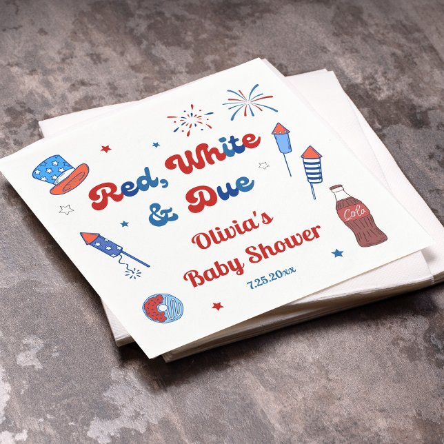 Guardanapo De Papel Vermelho, Branco e Devido Chá de Bebê (Criador carregado)