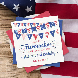 Guardanapo De Papel Vermelho, Branco e Dois! segundo aniversário De 4 