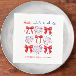 Guardanapo De Papel Vermelho Branco e Eu Caso no Churrasco de Noivado 