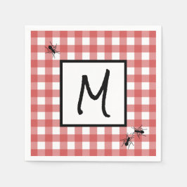 Guardanapo De Papel Vermelho Clássico Branco Gingham Formigas Churrasc