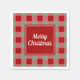 Guardanapo De Papel Vermelho Clássico Xadrez Feliz Natal