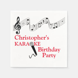 Guardanapo De Papel Vermelho de Microfone em Escala Musical do Partido