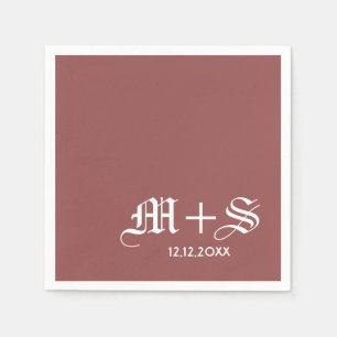 Guardanapo De Papel Vermelho de vinho elegante simples dos monogramas