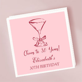 Guardanapo De Papel Vermelho e Rosa Modernos aplaudem 30 anos Aniversá