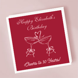 Guardanapo De Papel Vermelho e Rosa Modernos aplaudem 30 anos Aniversá