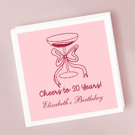 Guardanapo De Papel Vermelho e Rosa Modernos aplaudem 30 anos Aniversá