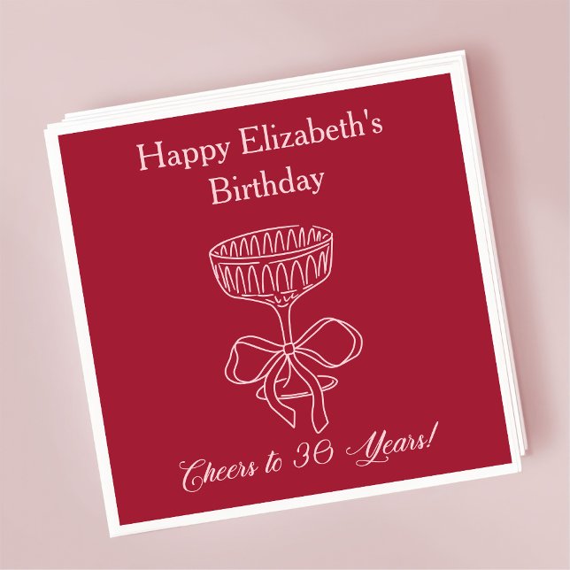 Guardanapo De Papel Vermelho e Rosa Modernos aplaudem 30 anos Aniversá (Criador carregado)