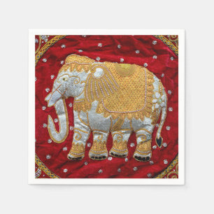 Guardanapo De Papel Vermelho Embellished e ouro do elefante indiano