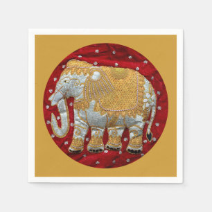 Guardanapo De Papel Vermelho Embellished e ouro do elefante indiano