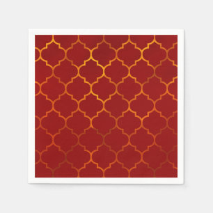Guardanapo De Papel Vermelho Fogo Dourado Tema Real Marroquino Árabe I