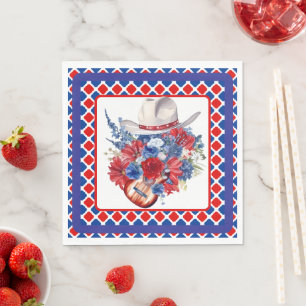Guardanapo De Papel Vermelho Ocidental Branco e Azul