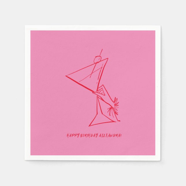 Guardanapo De Papel Vermelho rosa 50º Aniversário Napkin (Frente)