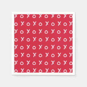 Guardanapo De Papel Vermelho & Rosa Claro X O XO XO's Fofo na Moda