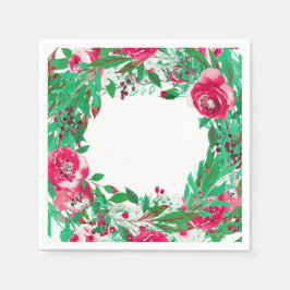 Guardanapo De Papel Vermelho Verde Férias Natal Flores Floral Casament